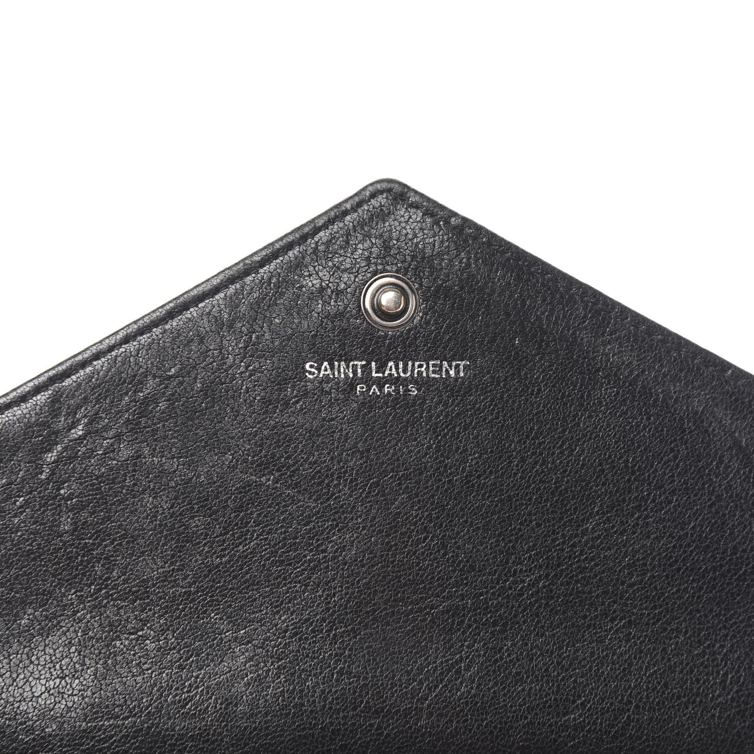 Saint Laurent Sheepskin Tri-Quilt Monogram Envelope Chain Wallet Black 6 of 11