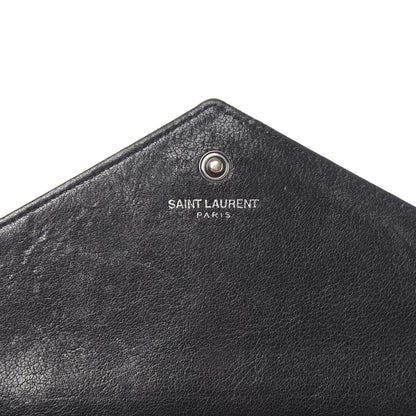 Saint Laurent Sheepskin Tri-Quilt Monogram Envelope Chain Wallet Black 6 of 11