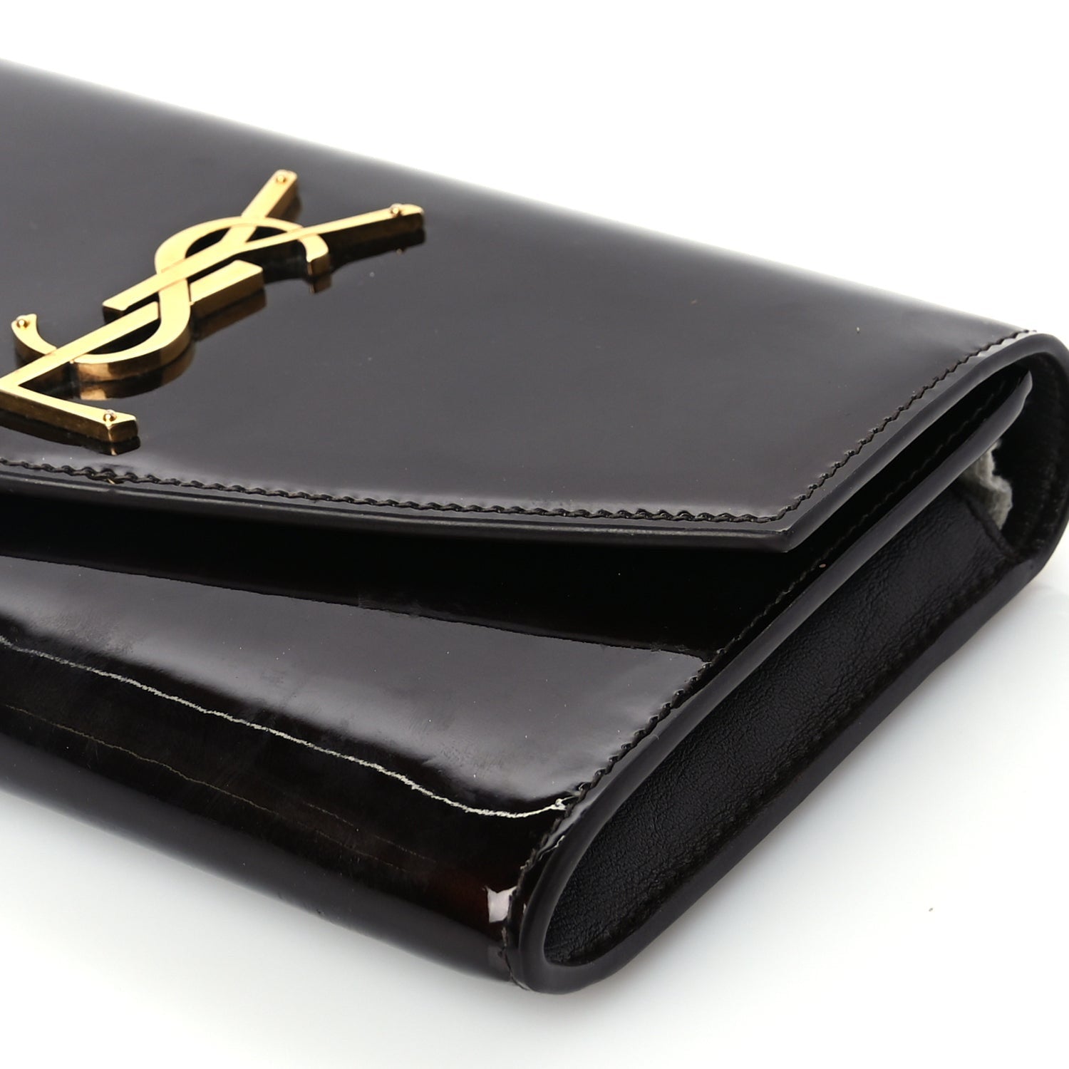 Saint Laurent Patent Uptown Chain Wallet Nut Brown 8 of 8
