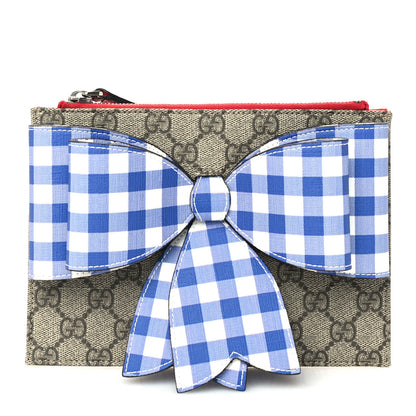 Gucci GG Supreme Monogram Bow Wristlet Blue White 1 of 6