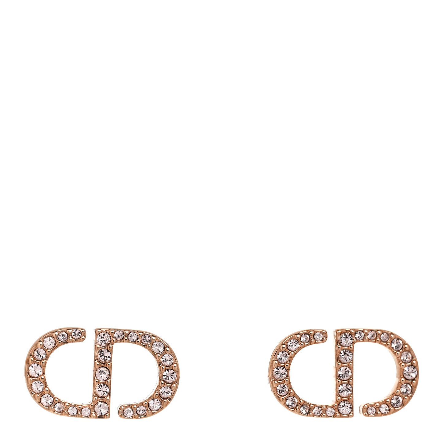 Crystal Petit CD Stud Earrings Rose Gold