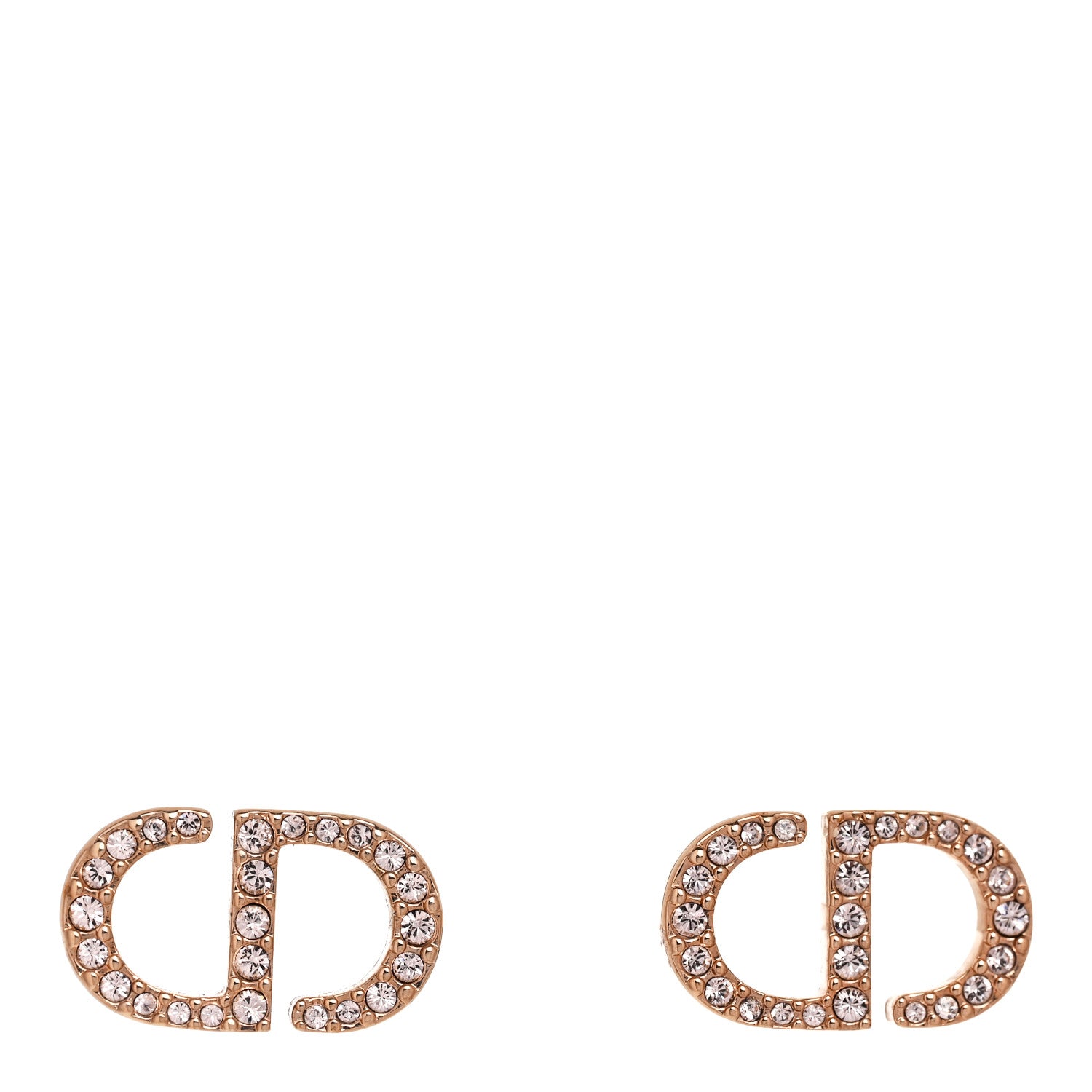 Christian Dior Crystal Petit CD Stud Earrings Rose Gold 1 of 4