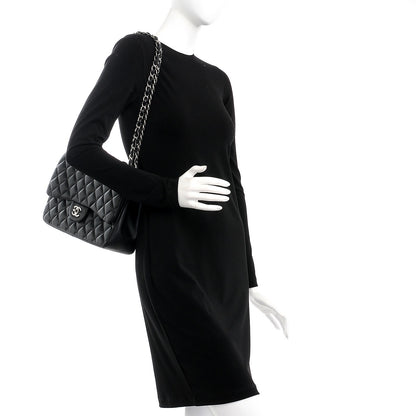 Chanel Lambskin Quilted Jumbo Double Flap Black 2 of 8