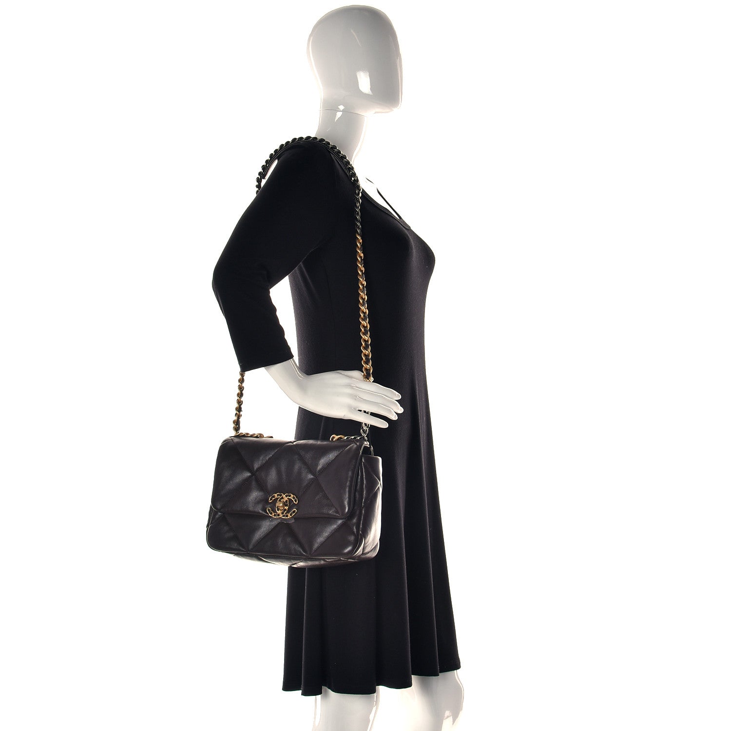 Chanel Lambskin Quilted Large Chanel 19 Flap Dark Brown 2 of 12