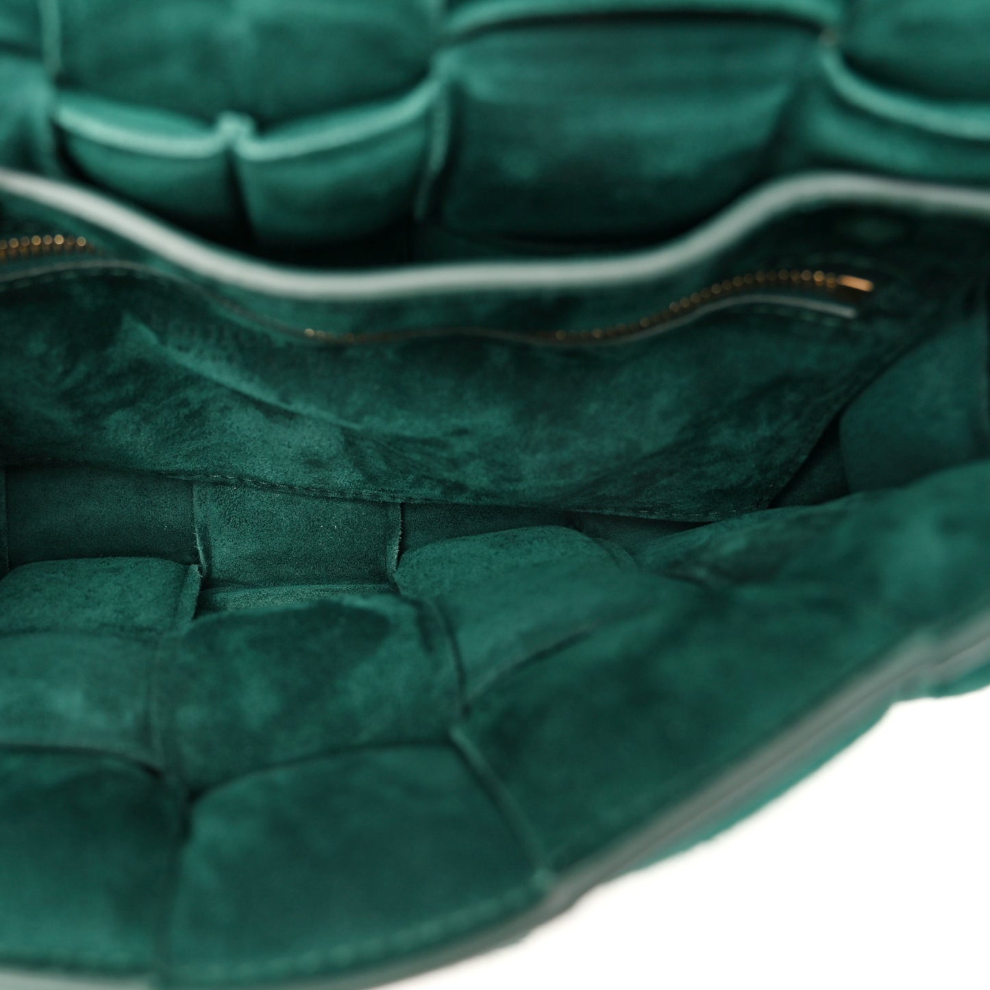 Suede Maxi Intrecciato Padded Chain Cassette Crossbody Bag Emerald Green