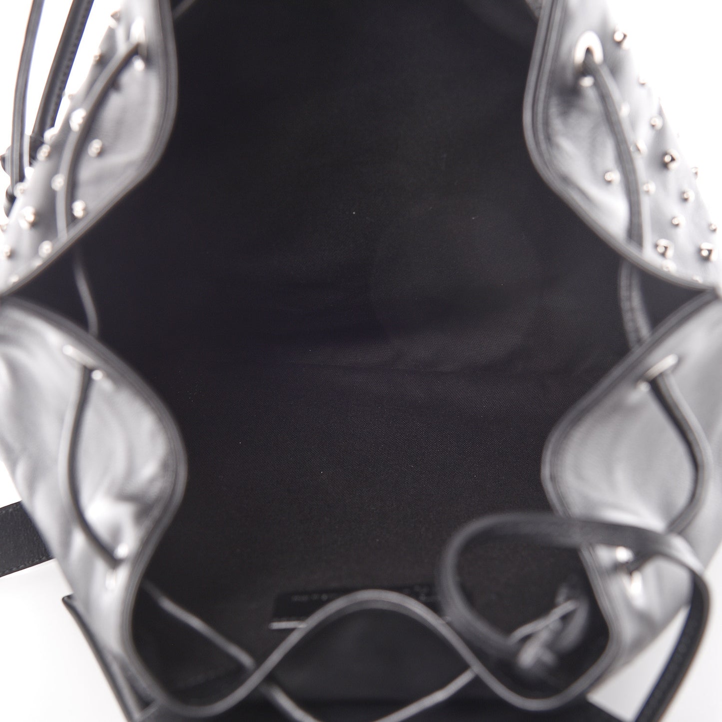 Calfskin Studded Padlock Backpack Black