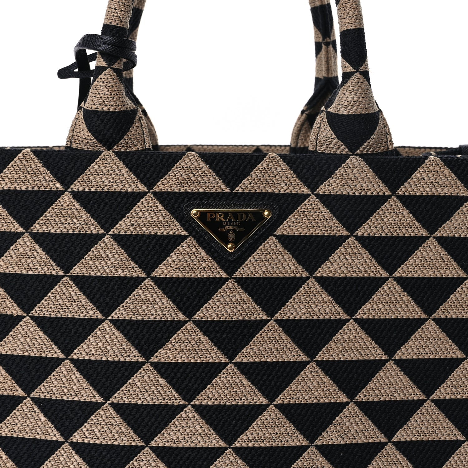 Prada Jacquard Saffiano Triangolo Symbole Embroidered Small Tote  Black Corda 6 of 8