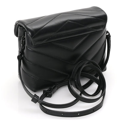 Saint Laurent Calfskin Y Quilted Monogram Monochrome Toy Loulou Crossbody Bag Black 2 of 8