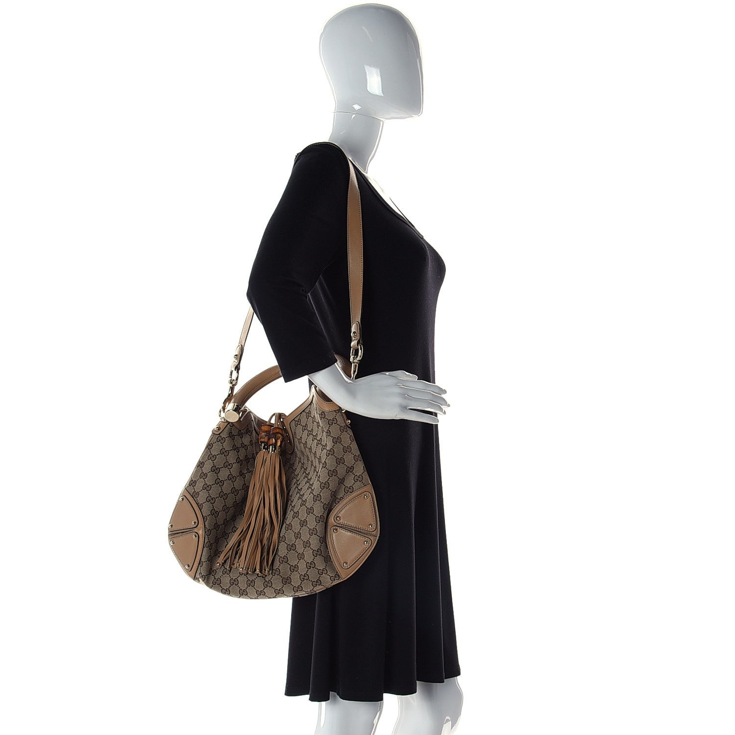 Gucci Monogram Medium Indy Top Handle Bag Light Brown 2 of 14