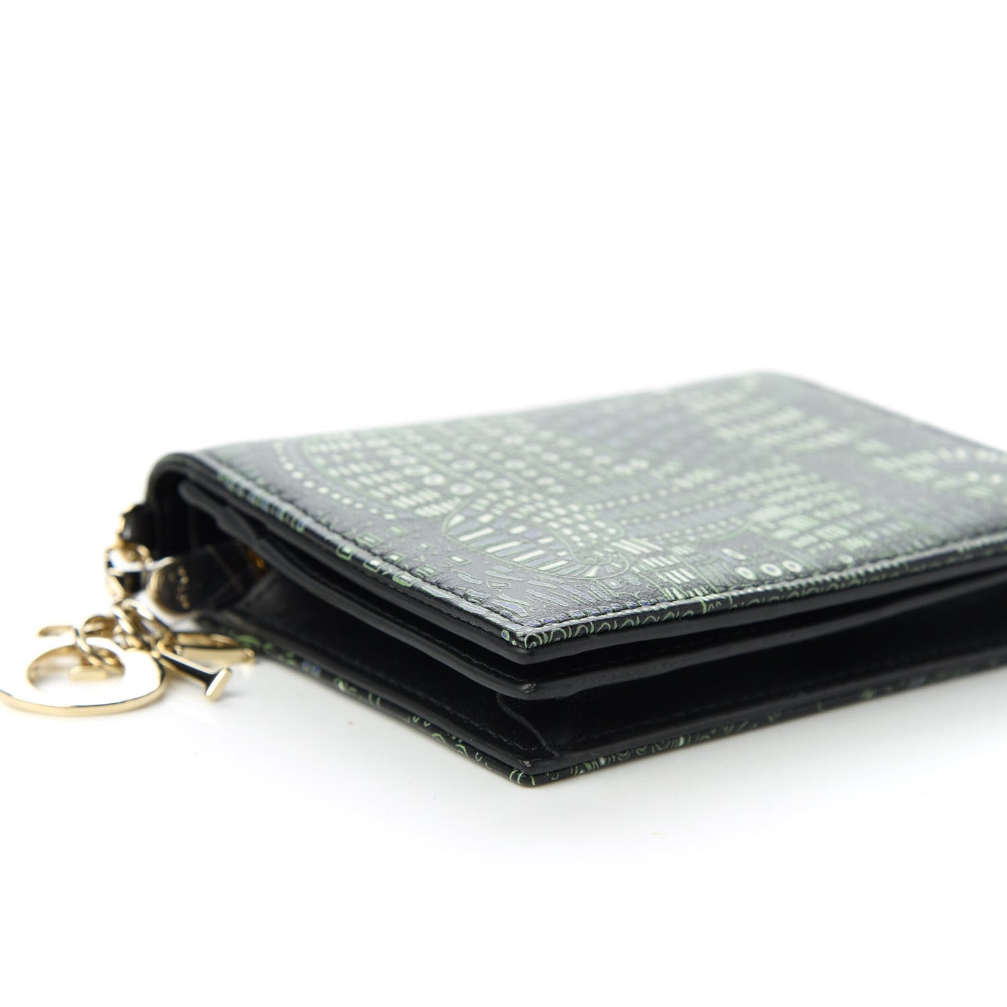 Printed Calfskin Animals Medium Wallet Green Multicolor