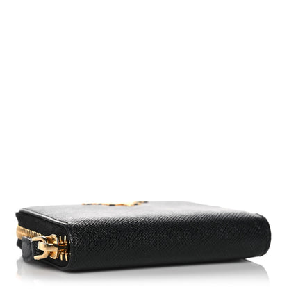Prada Saffiano Compact Zip Around Wallet Black 4 of 8