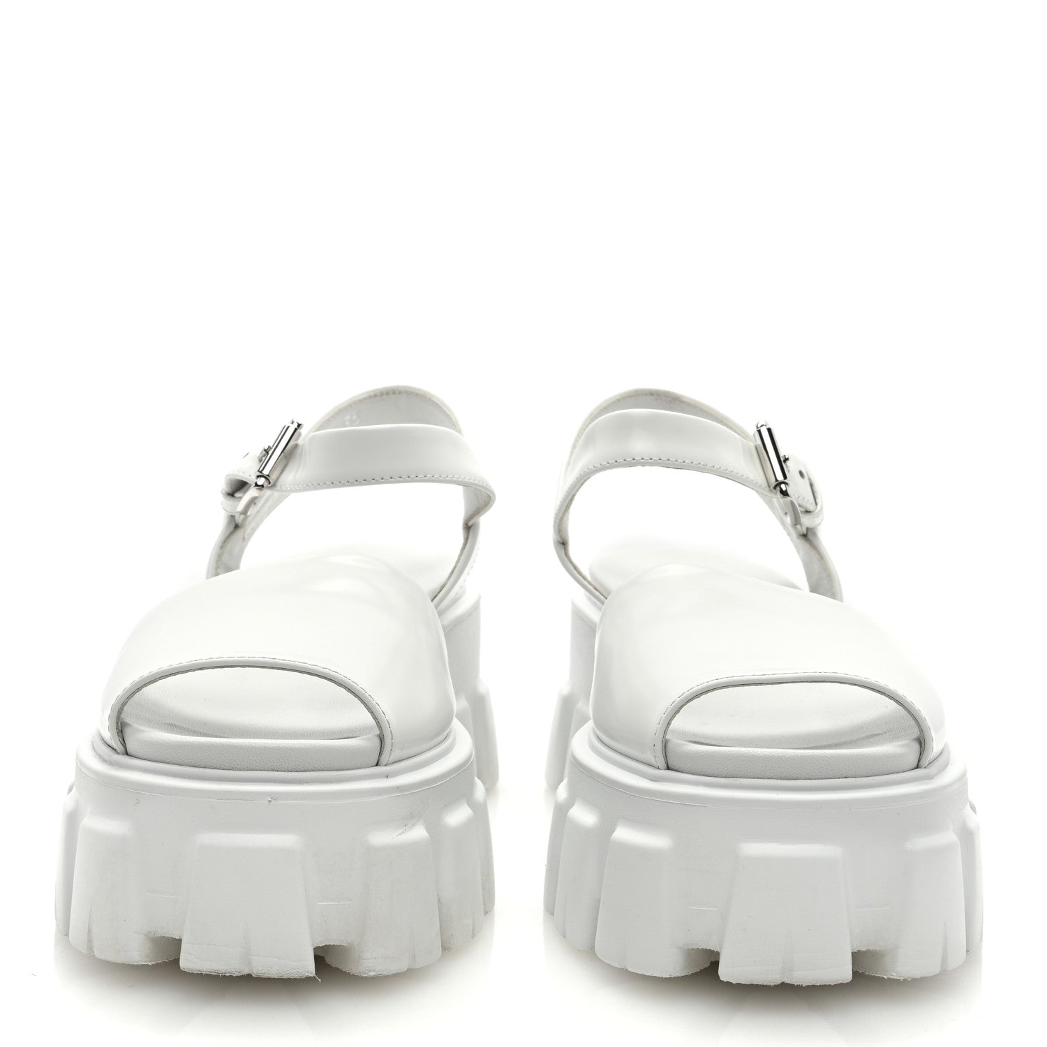 Prada Spazzolato Monolith 55mm Sandals 35 White 3 of 11
