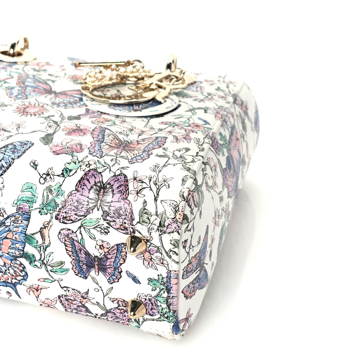 Calfskin Printed Toile De Jouy Small Lady Dior White Multicolor