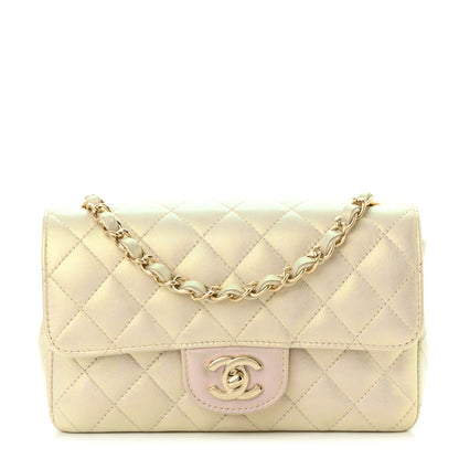 Chanel Iridescent Lambskin Quilted Mini Rectangular Flap Ivory 1 of 11