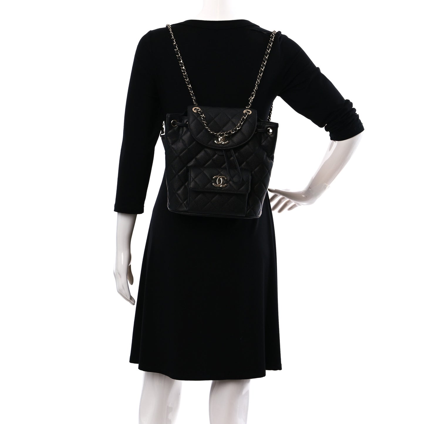 Caviar Quilted Backpack Bag Black