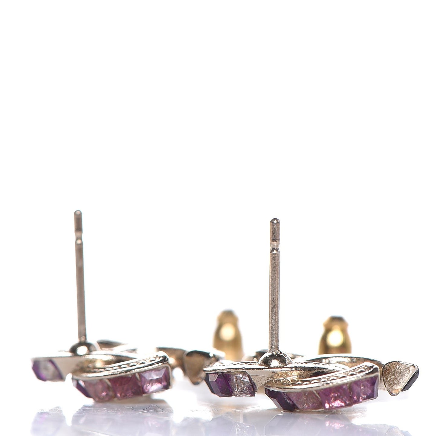 Baguette Crystal CC Earrings Gold Multicolor