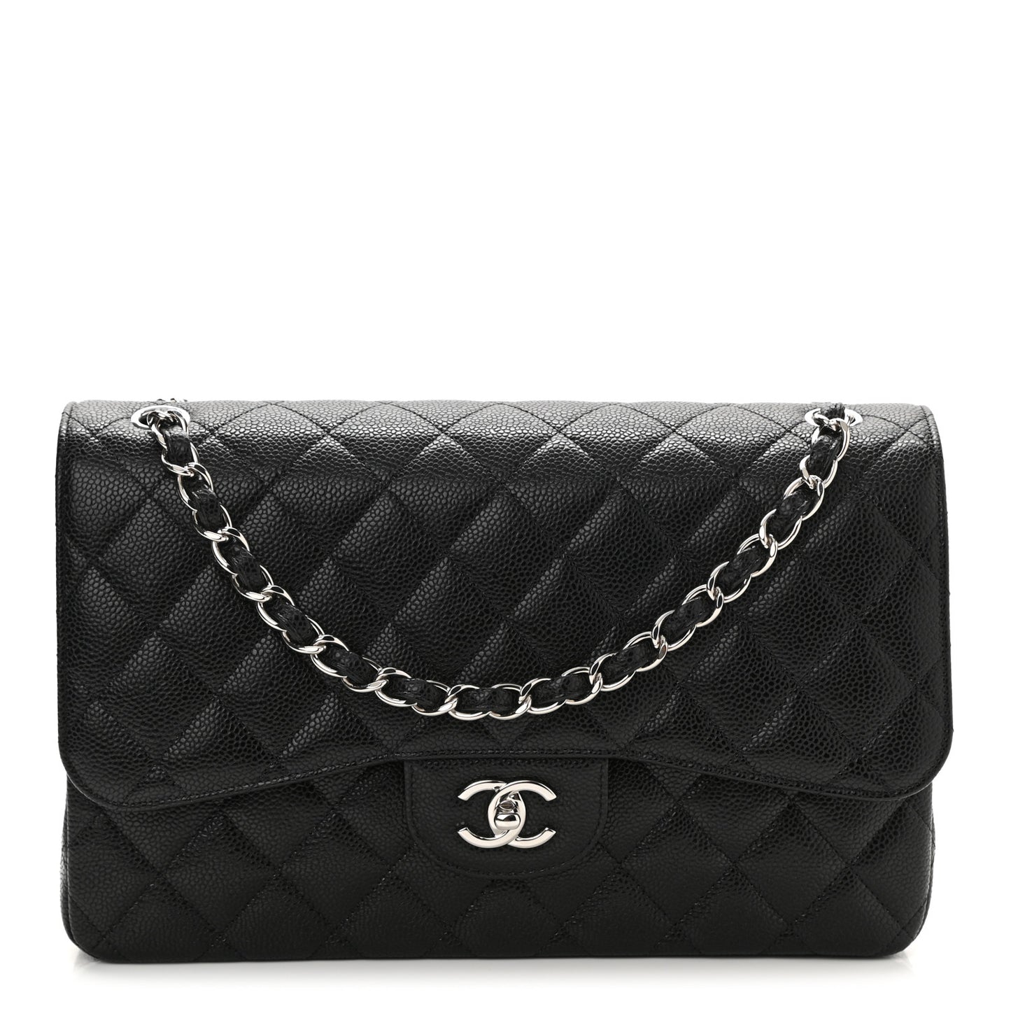Caviar Quilted Jumbo Double Flap Black