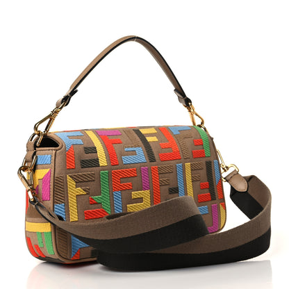 Fendi Canvas Vitello King FF Multicolor Embroidered Baguette Multicolor Cuoio 2 of 10