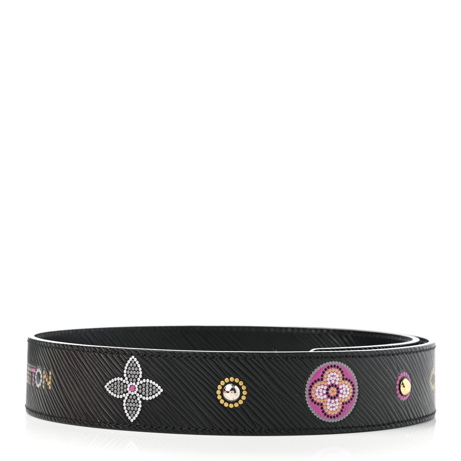 Louis Vuitton Epi Bead Embroidery Print Bandouliere Shoulder Strap Black 2 of 5