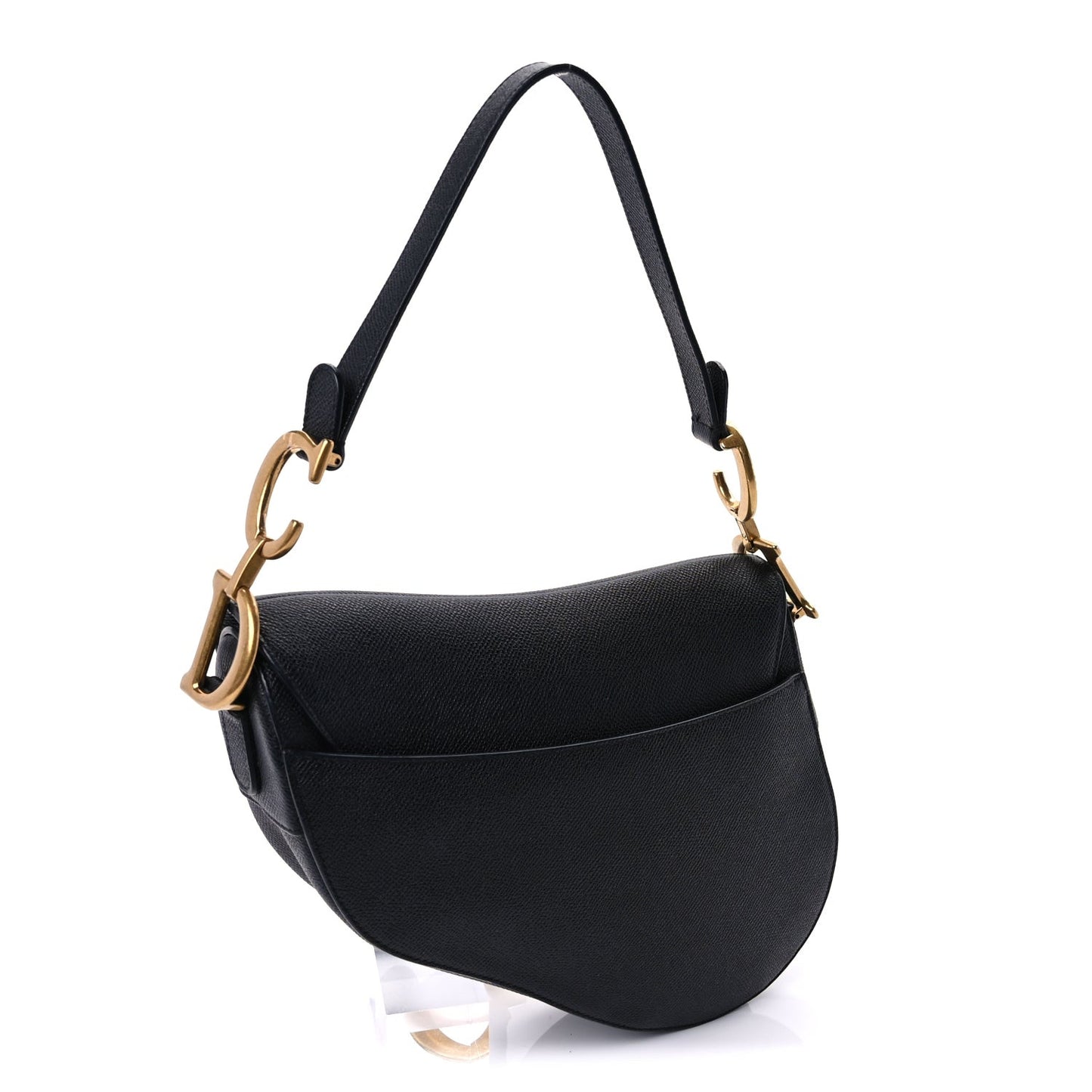 Grained Calfskin Saddle Bag  Black