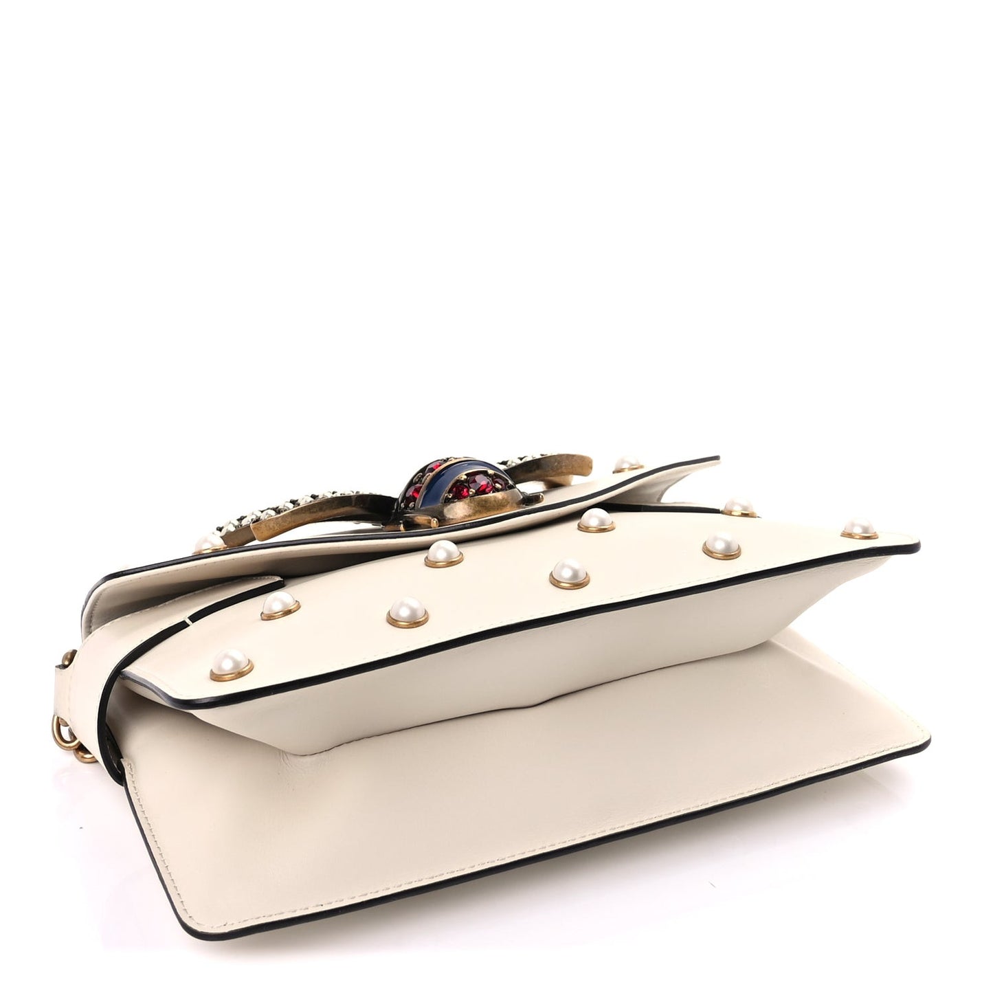 Nappa Pearl Studded Mini Queen Margaret Broadway Shoulder Bag  Mystic White