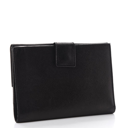 Prada Saffiano Tri-Fold Compact Wallet Black 3 of 10