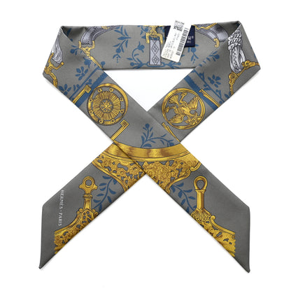 Hermes Silk Etriers Remix Twilly Vert De Gris Bleu Moyen 1 of 4