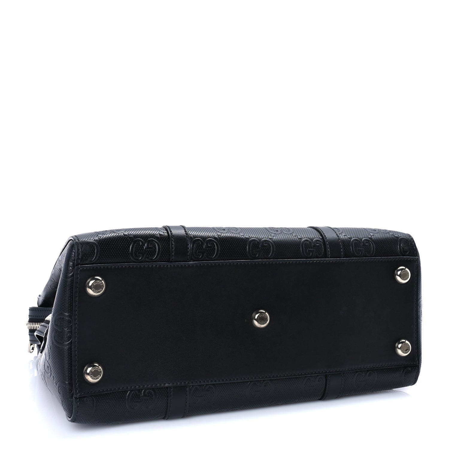 Gucci Calfskin GG Tennis Embossed Tote Bag Black 3 of 8