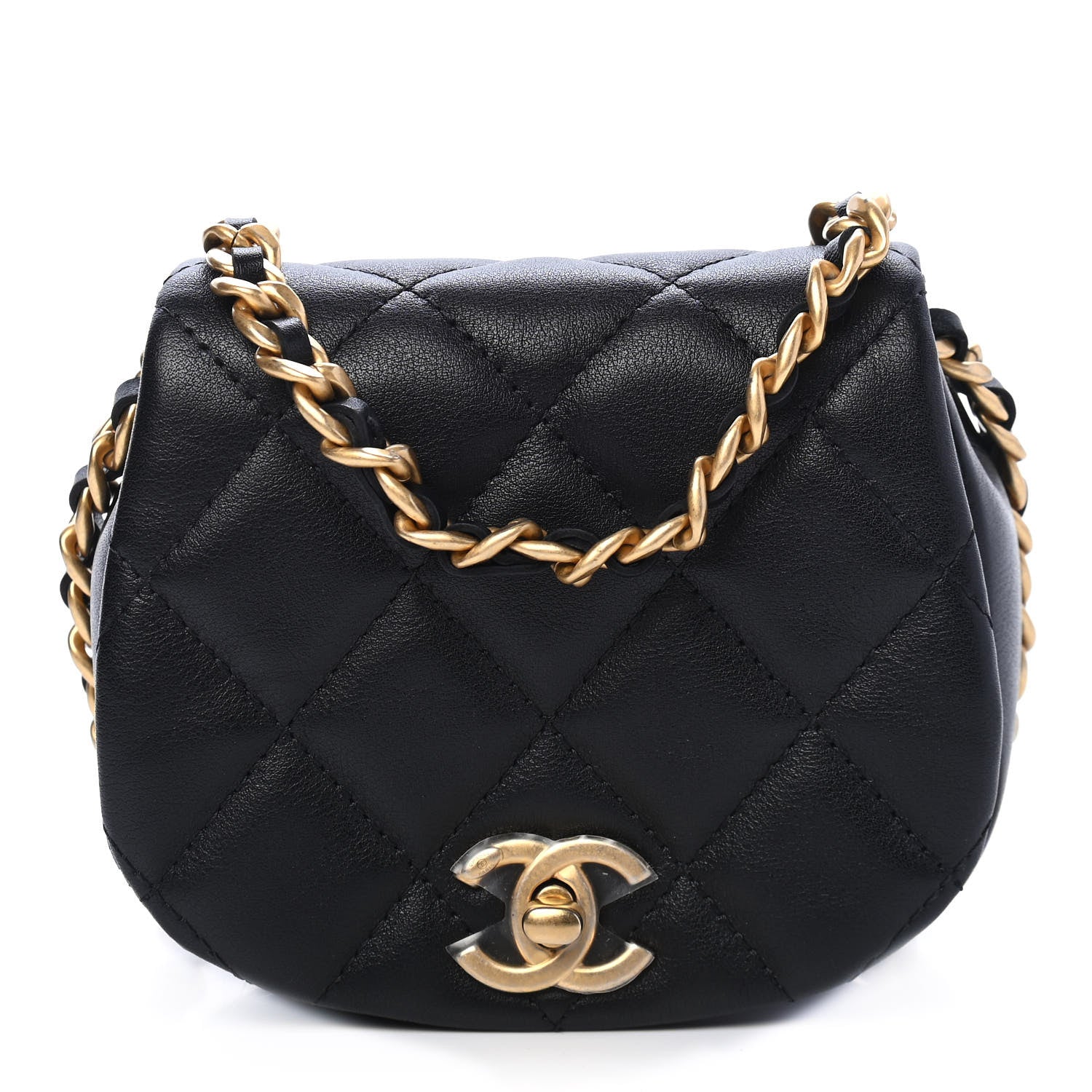 Chanel Calfskin Quilted Mini Coco Mail Clutch with Chain Black 1 of 10