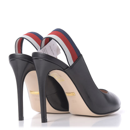 Gucci Malaga Kid Web Sylvie High Heel Slingback Pumps 35.5 Black 4 of 11