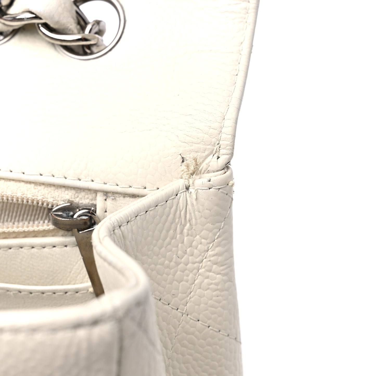 Caviar Quilted Jumbo Single Flap White