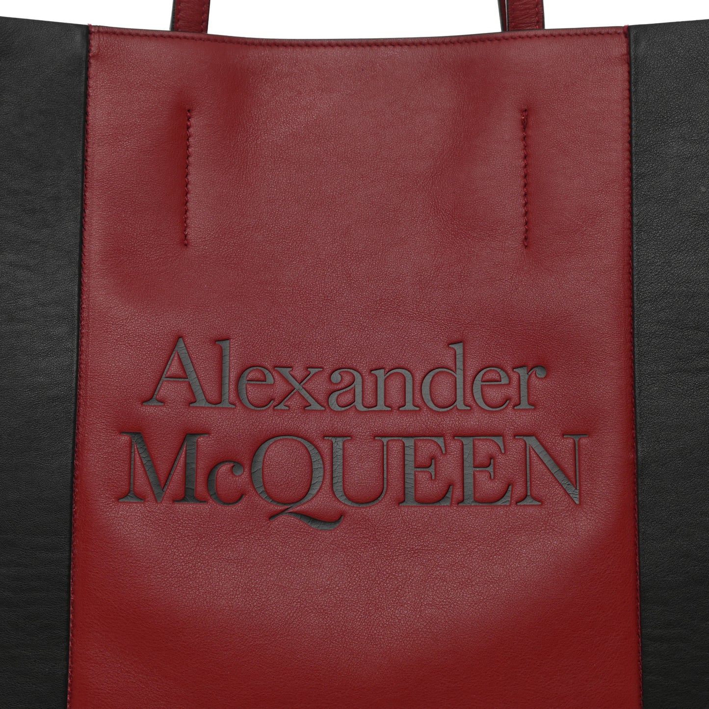 Calfskin Embossed Signature Shopper Black Red