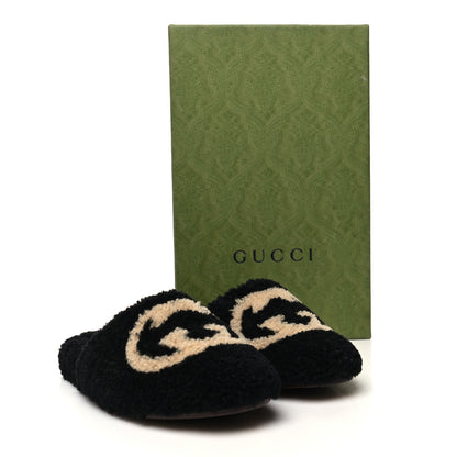 Gucci Shearling Interlocking G Womens Eileen Slippers 35 Black Butterscotch 8 of 8