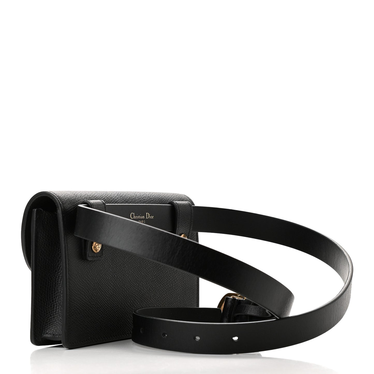 Grained Calfskin Saddle Belt Bag Black