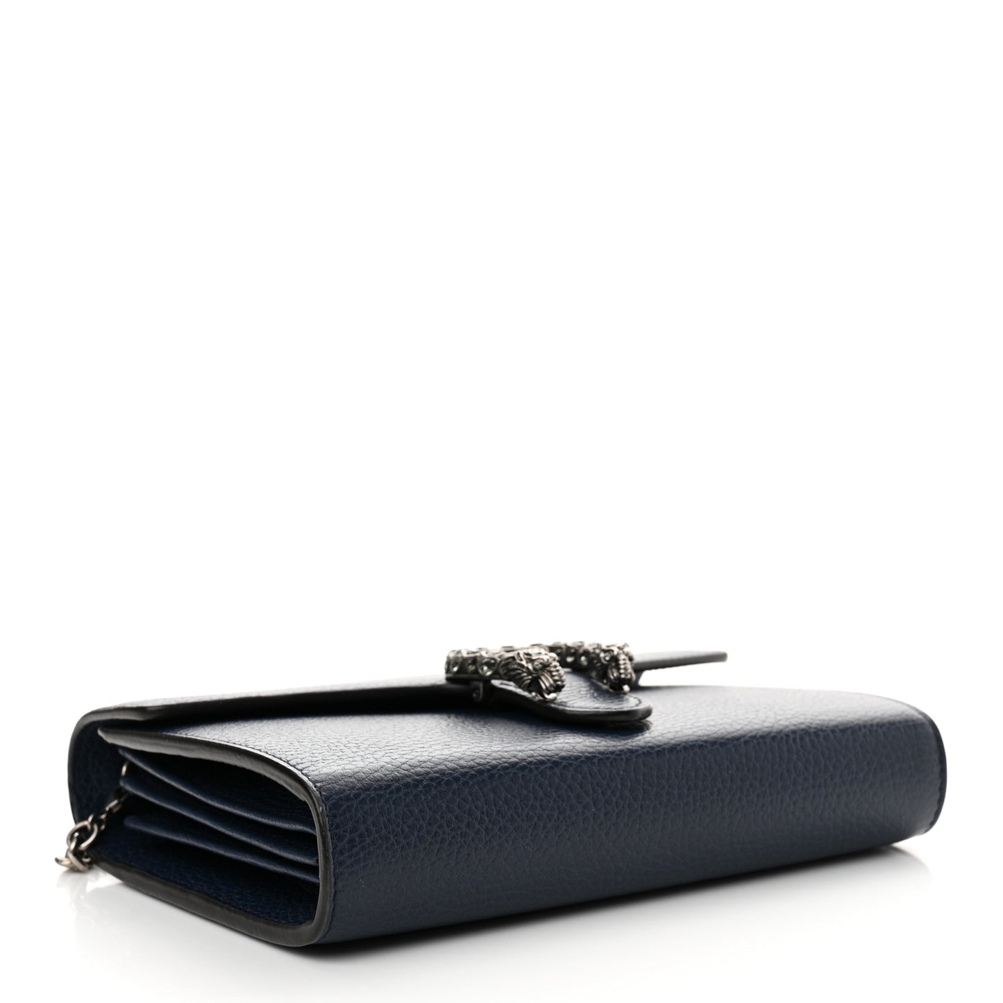 Dollar Calfskin Crystal Mini Dionysus Chain Wallet Blue Agata Black Diamond