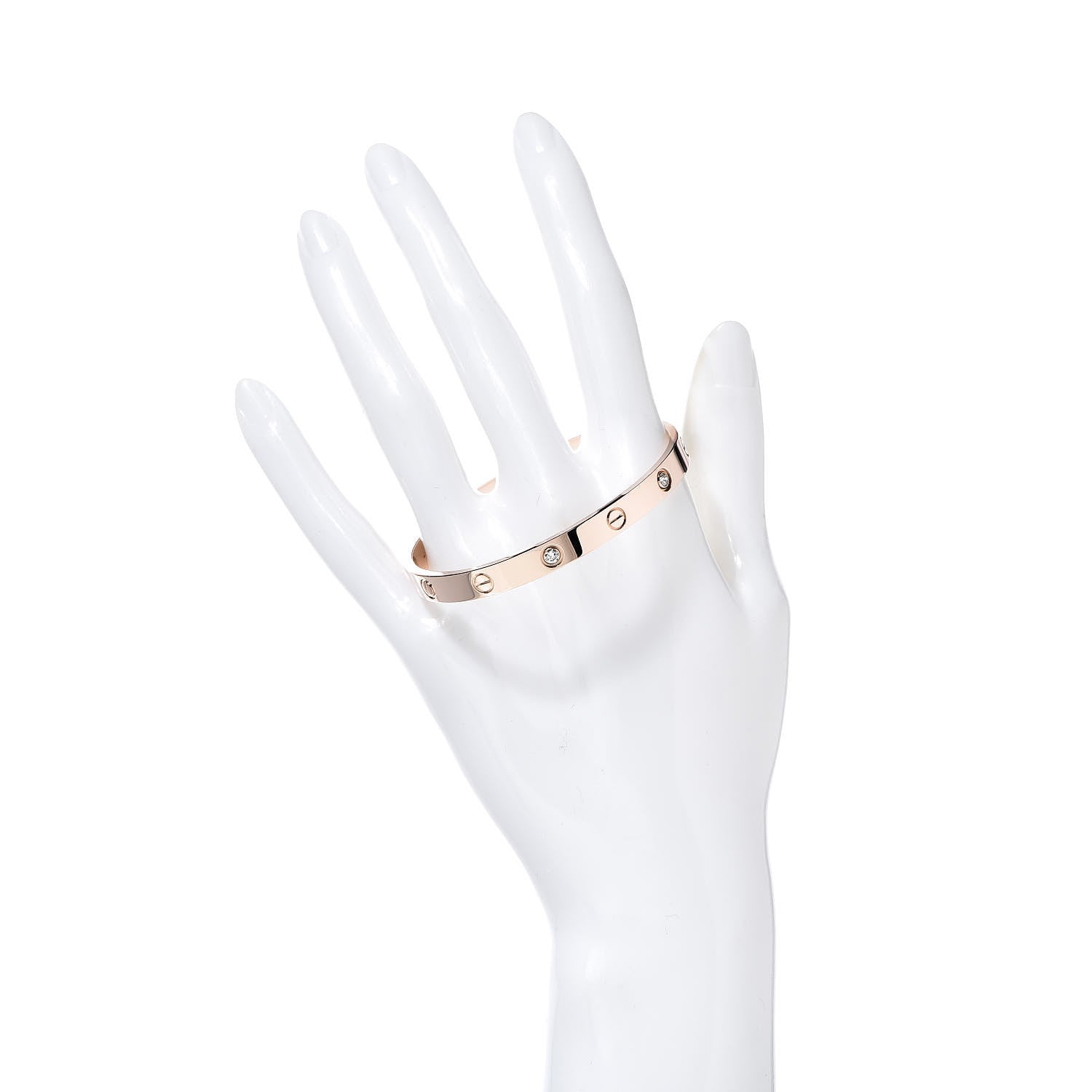 Cartier 18K Pink Gold 4 Diamond LOVE Bracelet 17 2 of 9