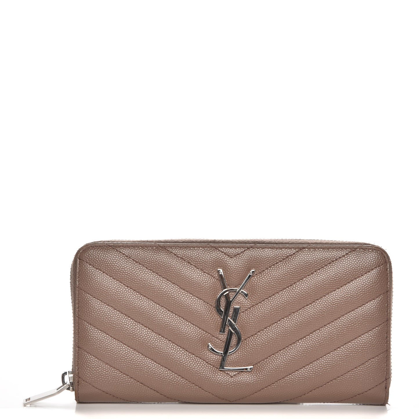 Grain De Poudre Matelasse Chevron Monogram Zip Around Wallet Pale Blush