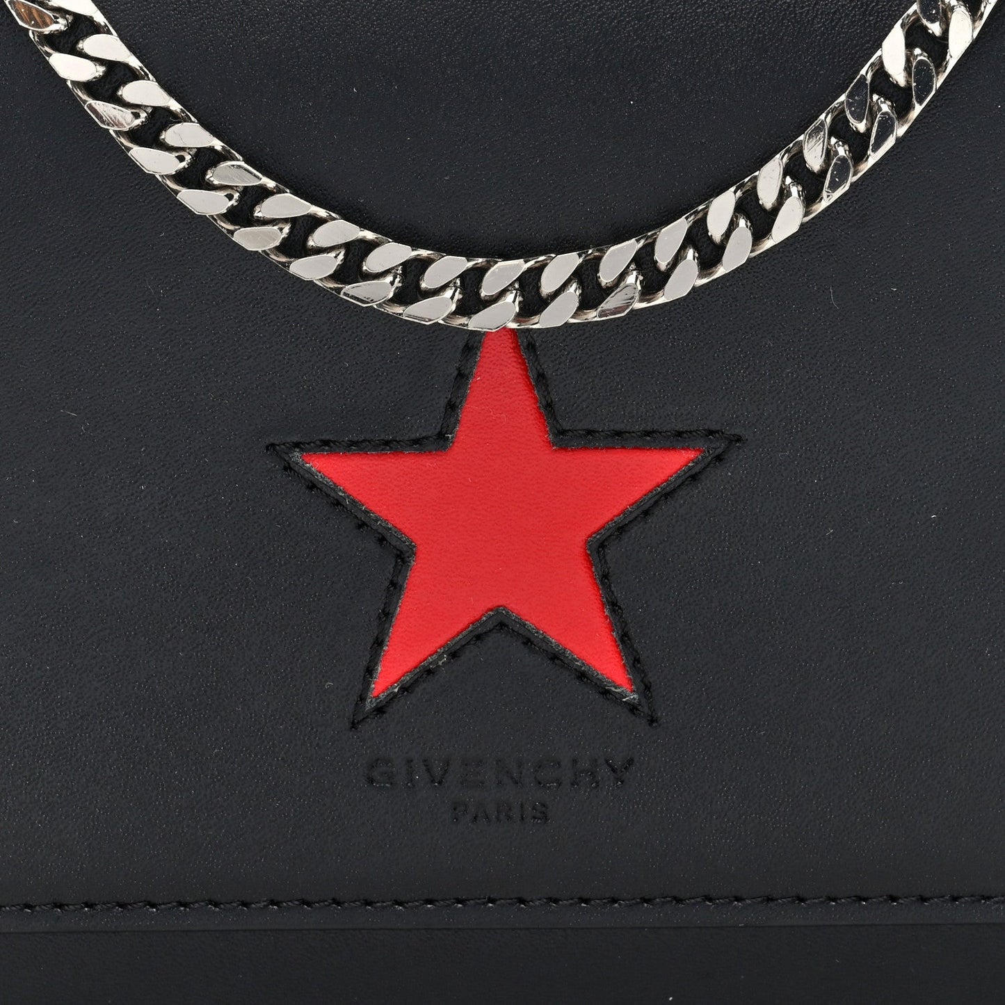 Calfskin Star Pandora Chain Wallet Black