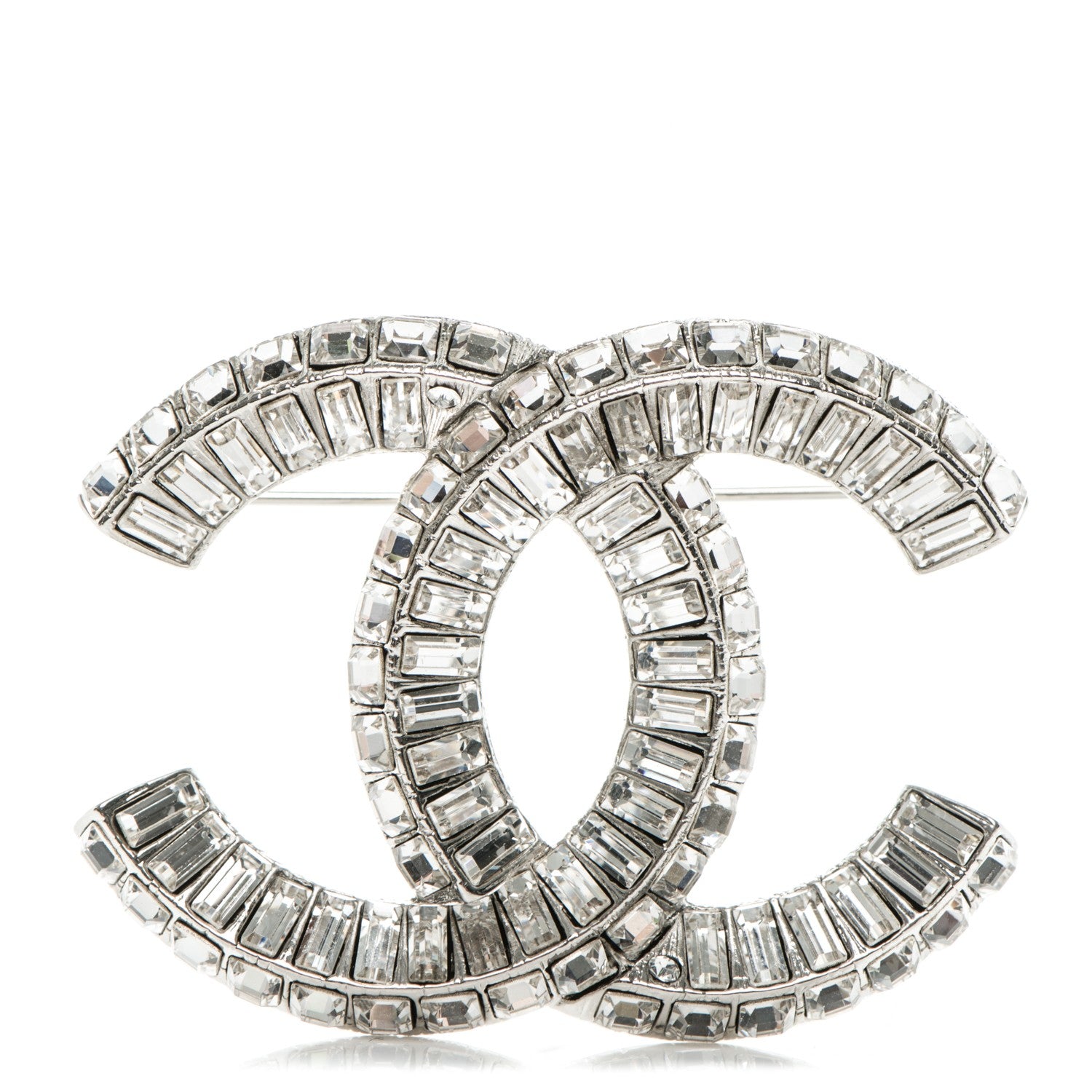 Chanel Baguette Crystal CC Brooch Silver 5 of 7
