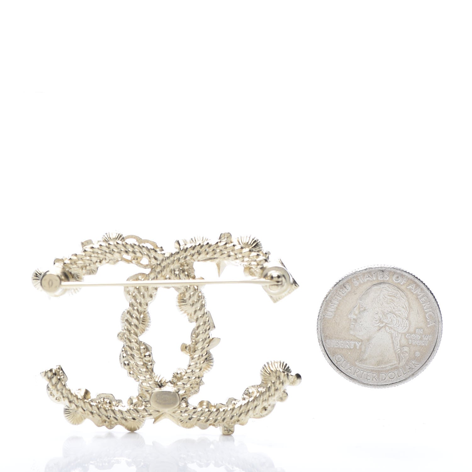 Chanel Crystal Pearl CC Charms Brooch Gold 2 of 4