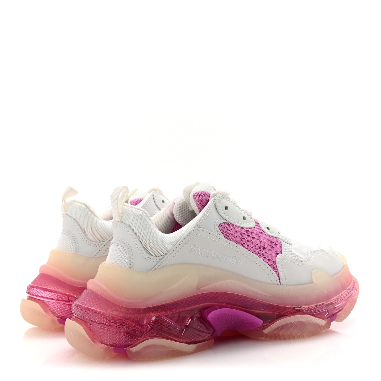 Balenciaga Fabric Mesh Clear Sole Womens Triple S Sneakers 36 White Pink 5 of 7