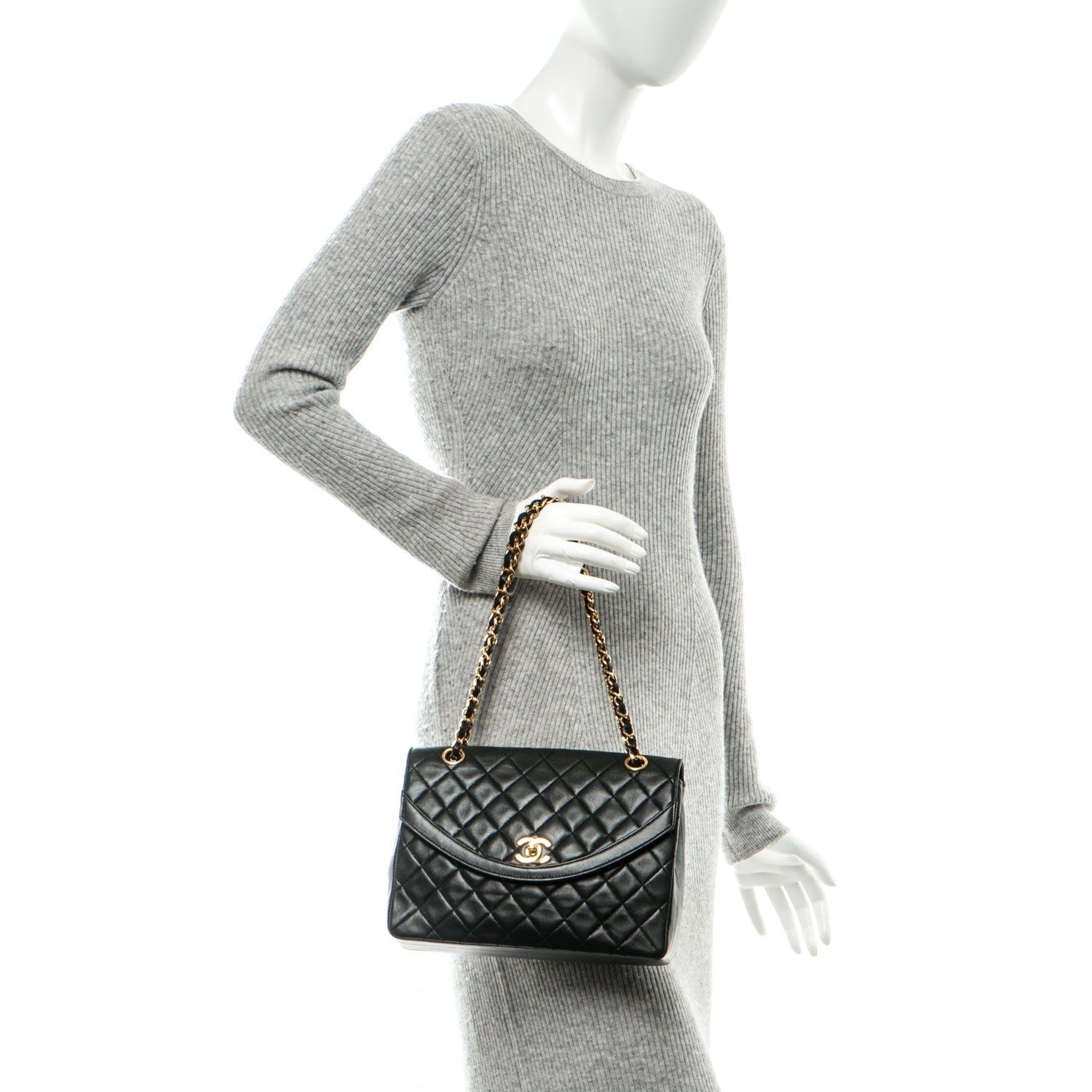 Chanel Lambskin Quilted Medium Single Flap Black 2 of 8