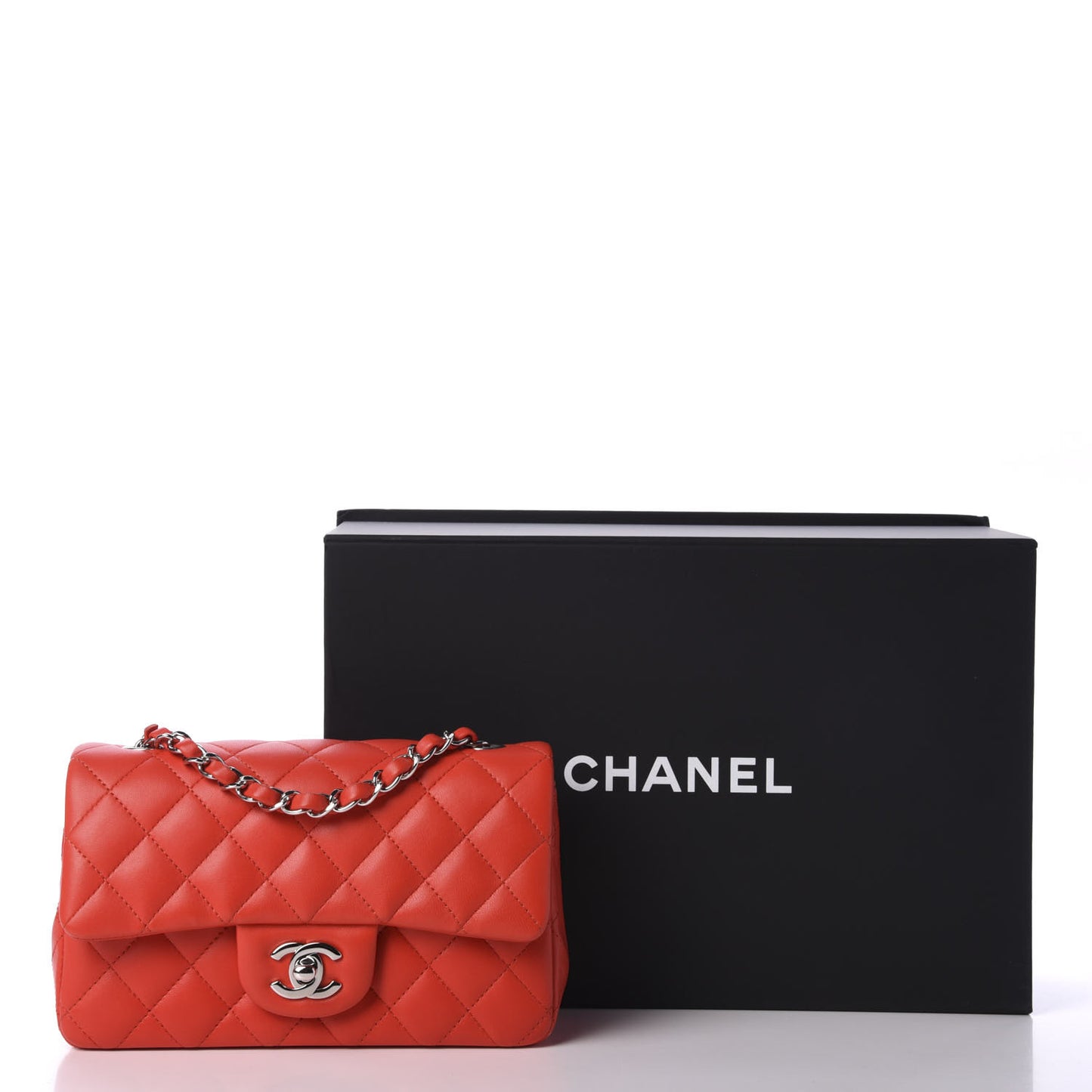 Lambskin Quilted Mini Rectangular Flap Red