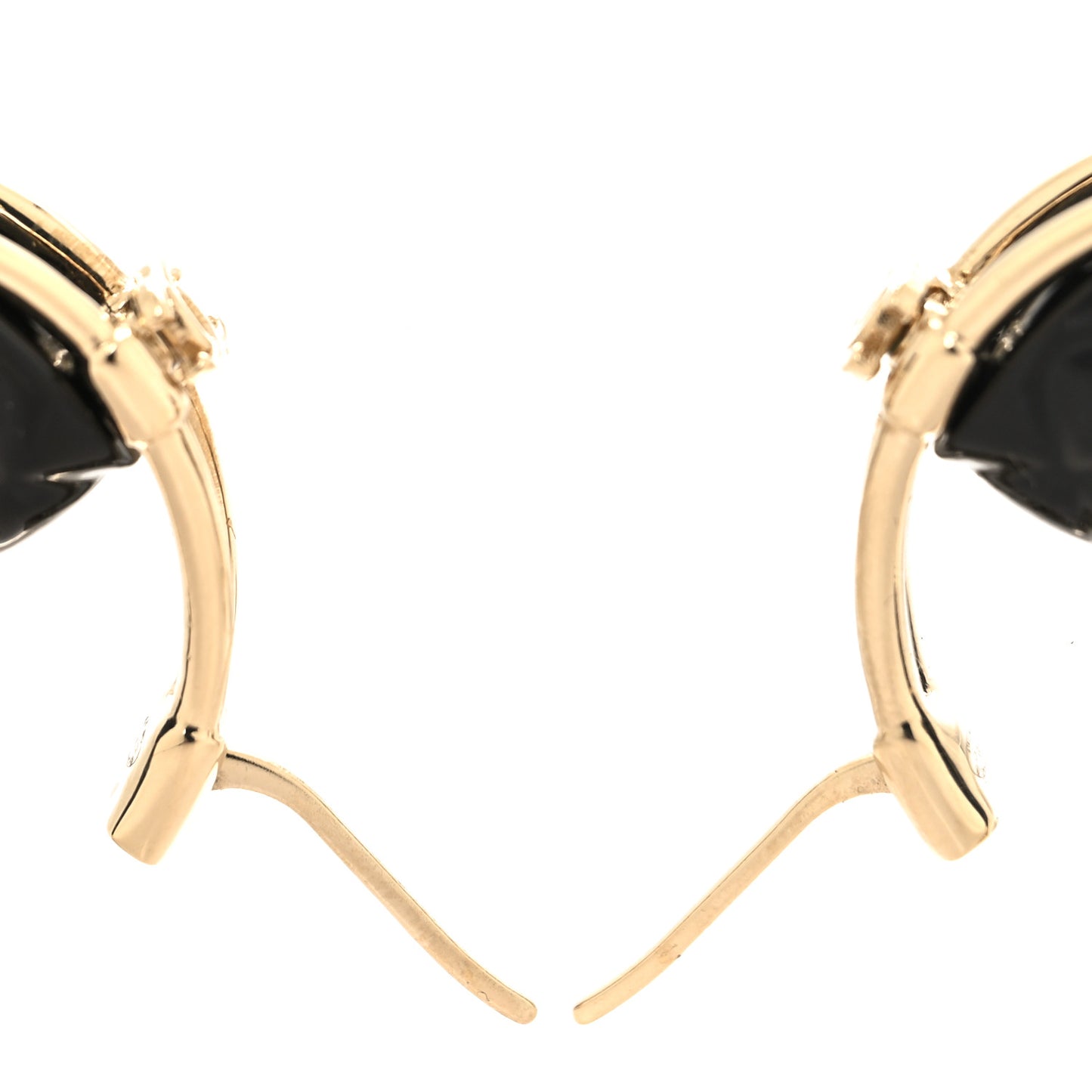 Metal Resin Quilted Flap Bag Hoop Earrings Black Gold