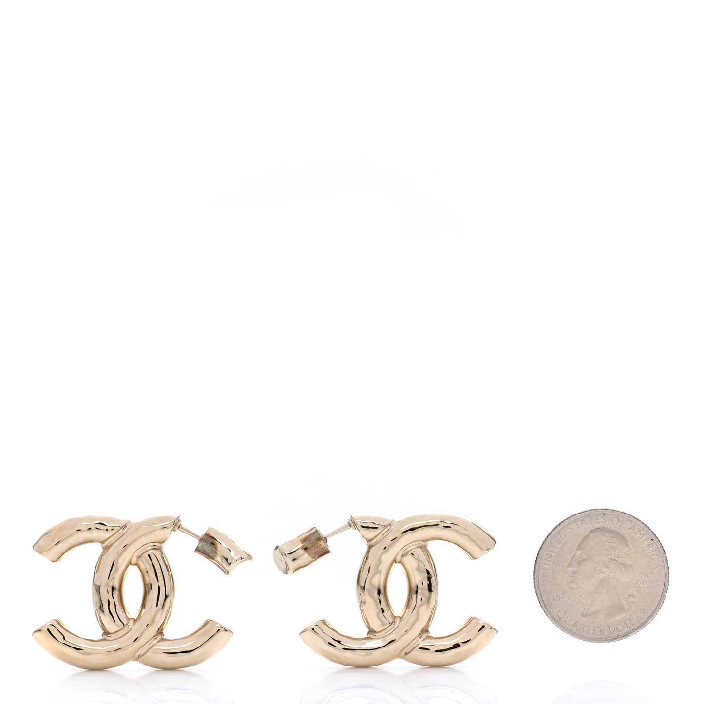 Metal Large CC Earrings Light Gold