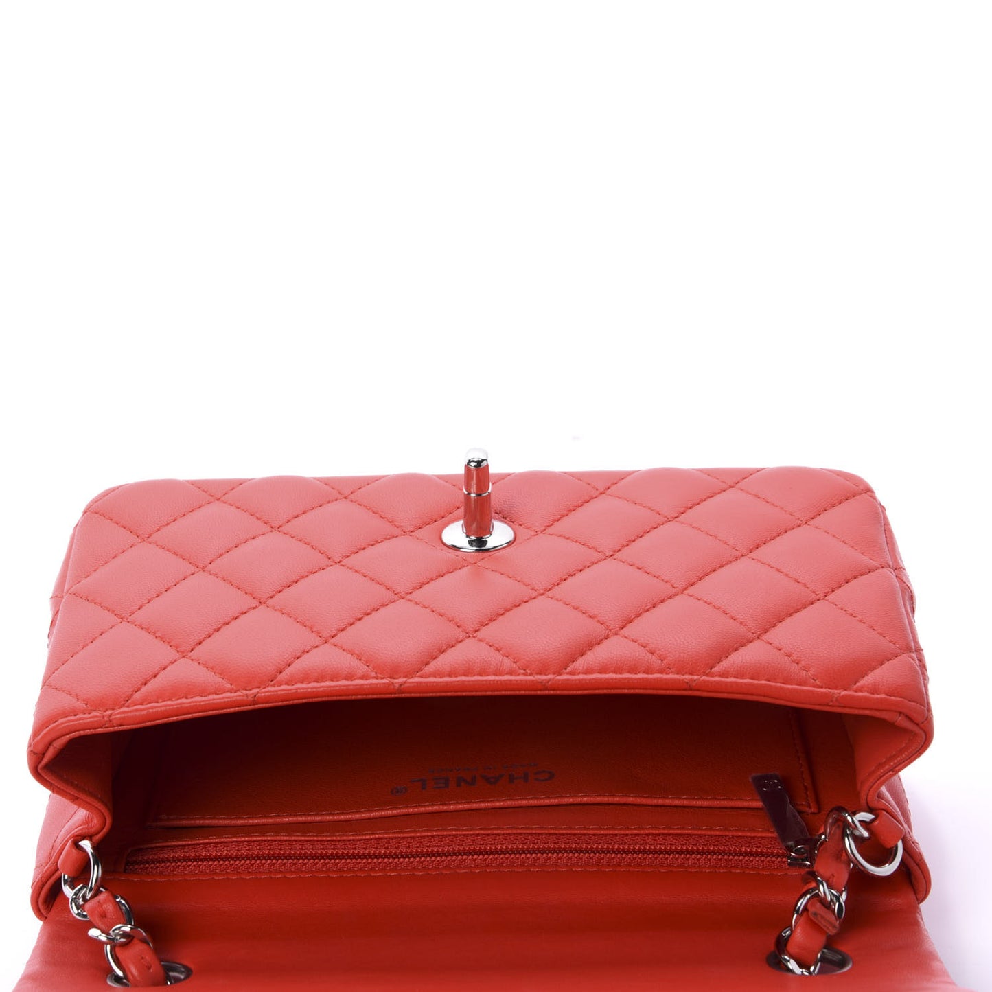 Lambskin Quilted Mini Rectangular Flap Red