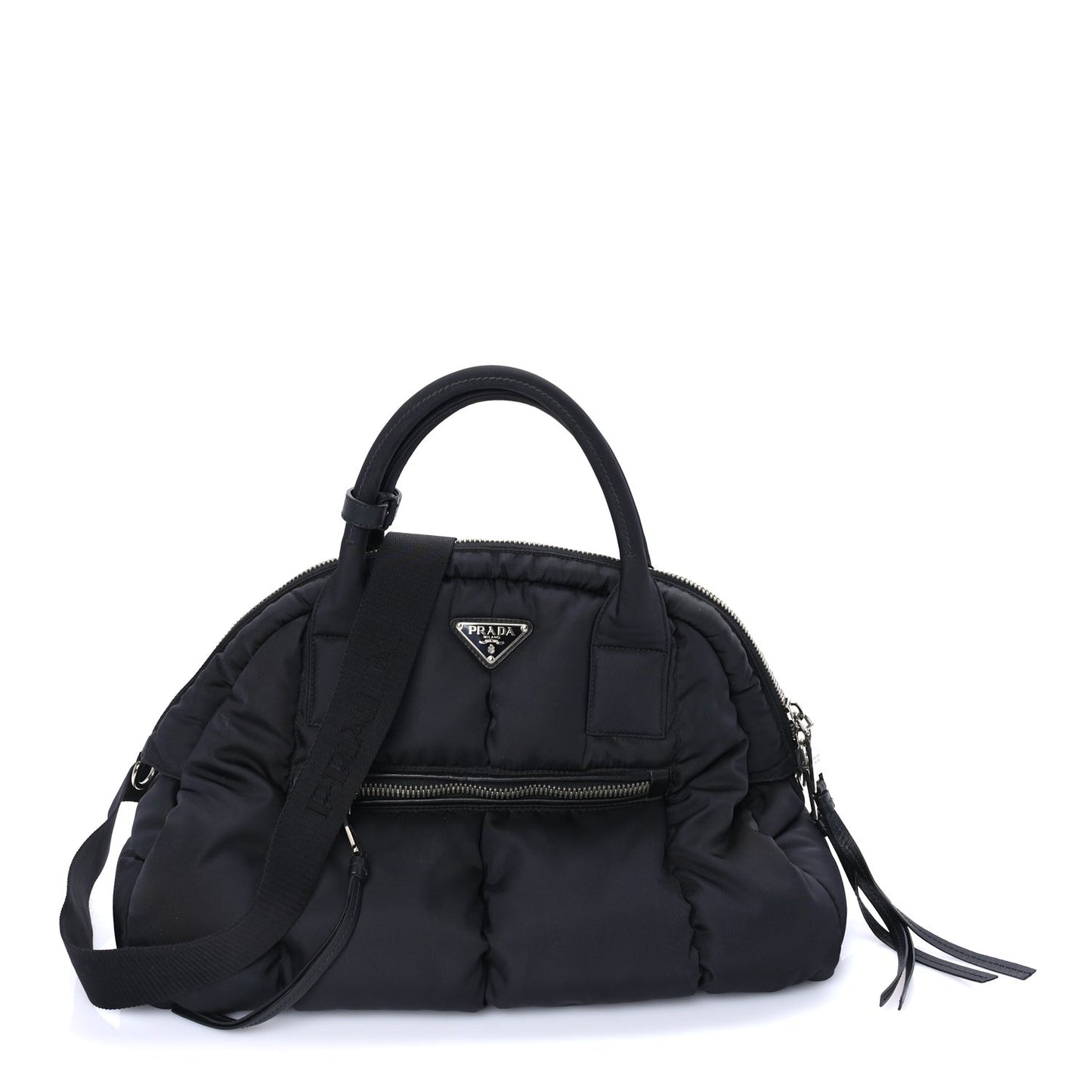 Tessuto Nylon Bomber Dome Satchel  Black