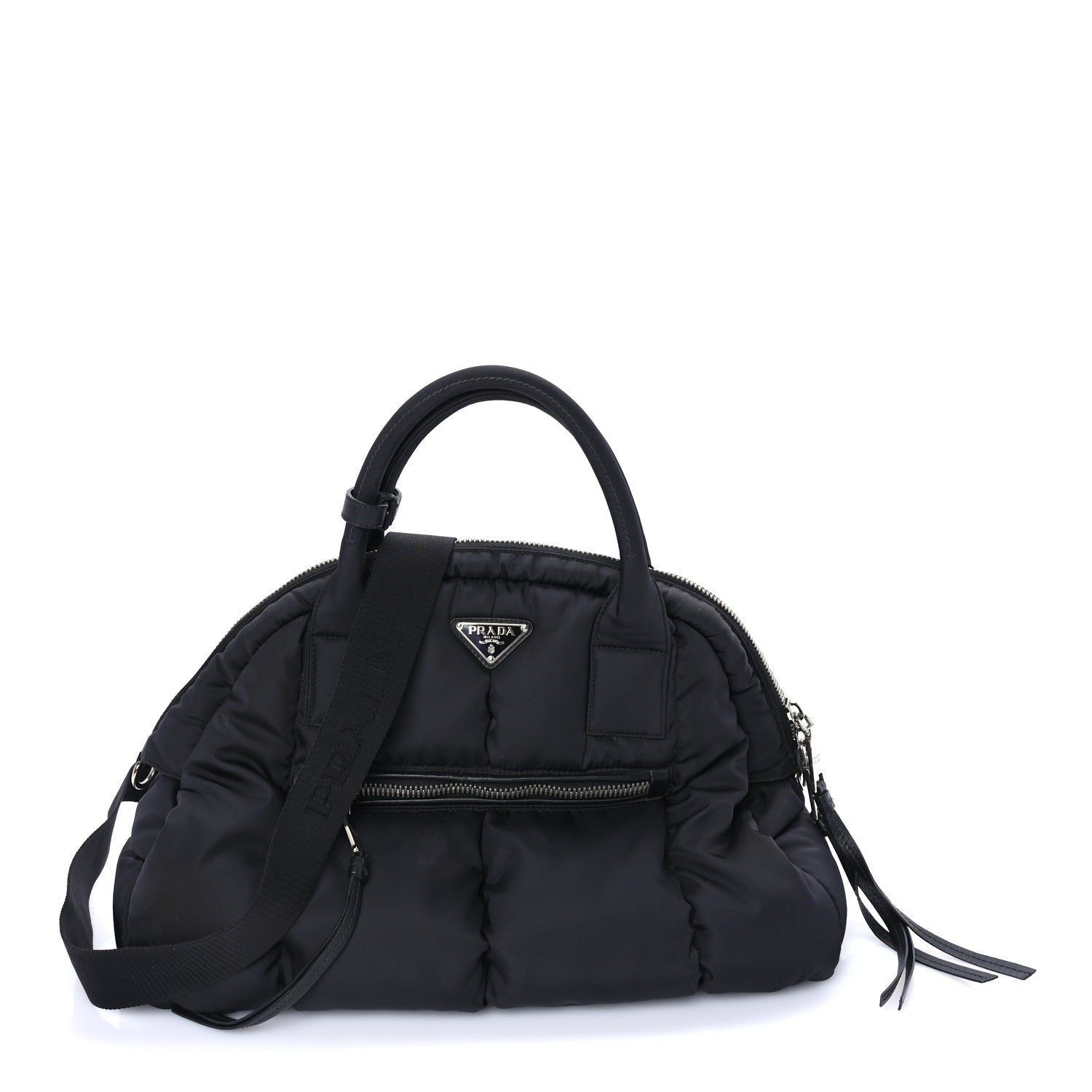 Prada Tessuto Nylon Bomber Dome Satchel  Black 1 of 7