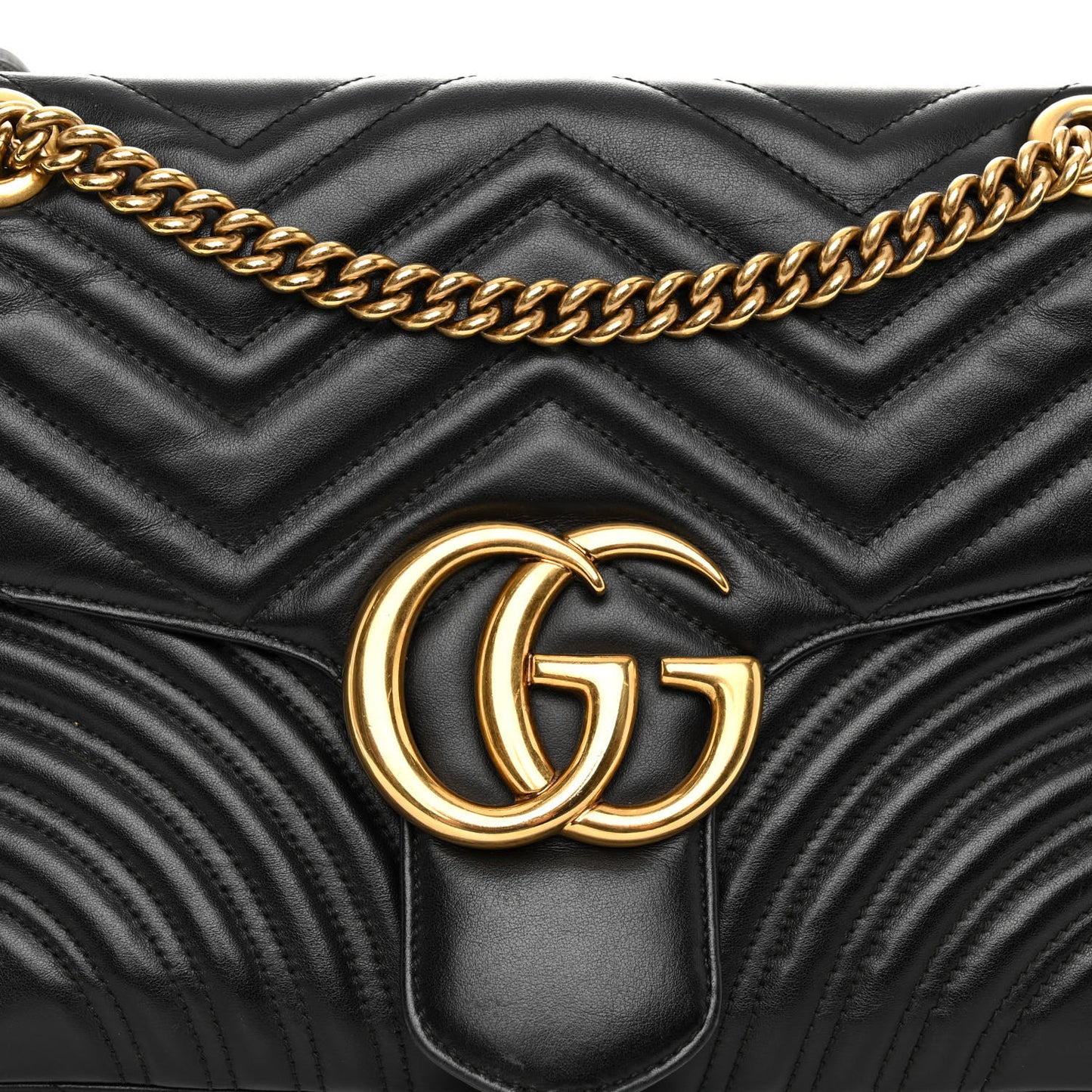 Calfskin Matelasse Medium GG Marmont Shoulder Bag Black