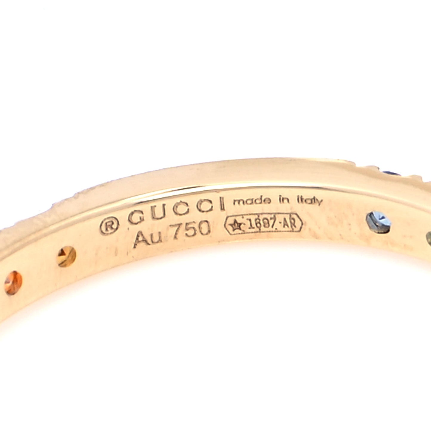 18K Yellow Gold Mixed Gemstone Running GG Ring 53 6.5